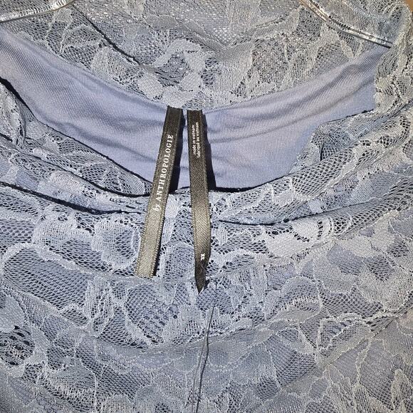 Anthropologie The Maya Midi Dress Ruched Cowl Neck Lace Edition Blue 3X NEW - Picture 5 of 10